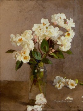  rosas Pintura Art%C3%ADstica - Pequeñas rosas blancas flor moderna impresionista Sir George Clausen